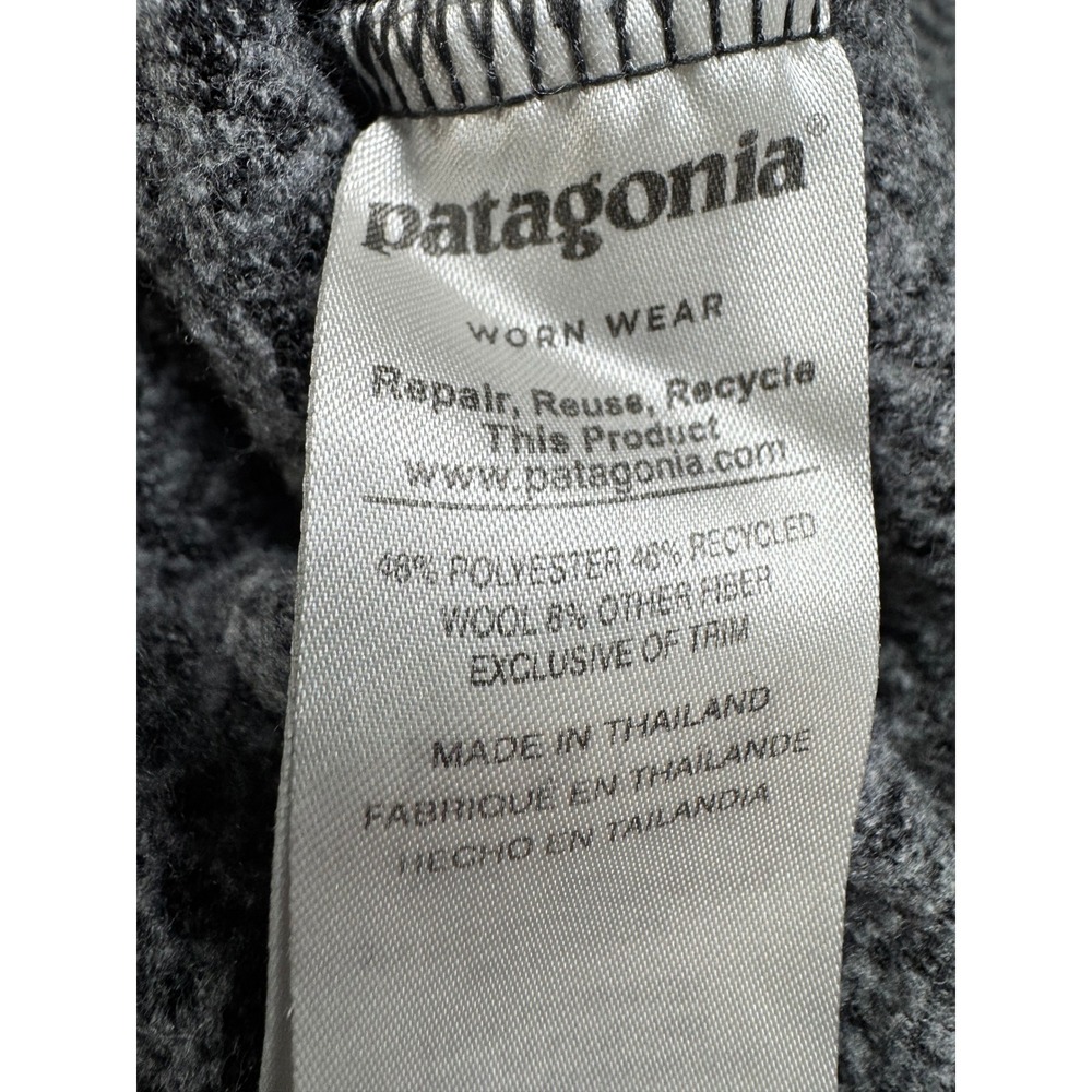 Women's Patagonia Gray Woolyester 1/4 Zip Pullover Sweater Size M - Picture 4 of 6